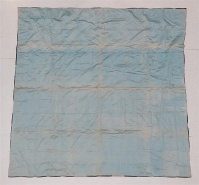 Lot 2019 - Late 19th Century Log Cabin Patchwork Quilt, comprising silk and velvet patches, with pale blue...