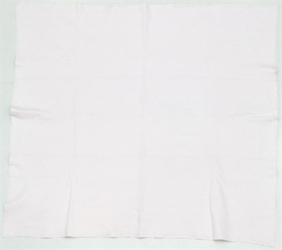 Lot 2023 - Early 20th Century Reversible Whole Cloth Quilt, in pale pink and white cotton, with a central...