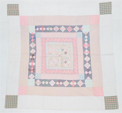 Lot 2040 - Circa 1899 Cumbrian Patchwork Frame Design Quilt, made by the Mitchell Family, incorporating...