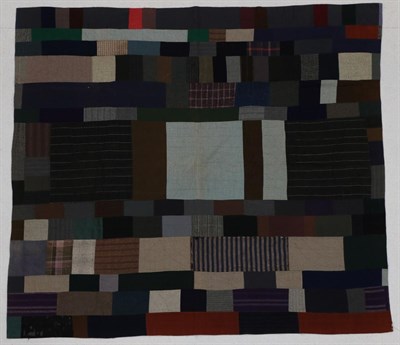 Lot 2043 - Early 20th Century Welsh Tailors Samples Quilt, incorporating coloured and patterned wools,...