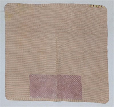 Lot 2045 - Circa 1780 French Yellow Floral Printed Whole Cloth Quilt, with striped and patched reverse,...