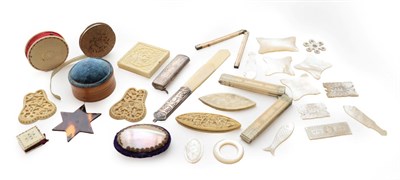 Lot 2061 - A Group of Assorted Late 19th/Early 20th Century Sewing Accessories, including an ivory book...