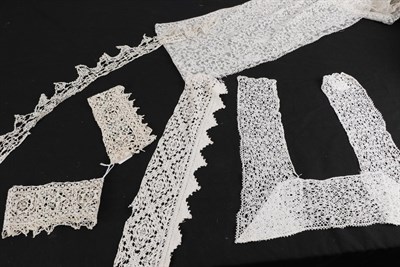 Lot 2073 - Late 16th Century Flemish and Italian Lace, comprising a pair of cuffs with alternating floral...