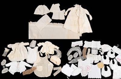Lot 2078 - Assorted 19th Century and Later Lace and Embroidery, clothing including two child's white Edwardian