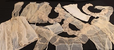 Lot 2080 - Assorted 19th Century Lace and Embroidered Costume Accessories, including pair of white cotton...