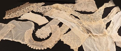 Lot 2081 - Assorted 19th Century Lace and Embroidered Costume Accessories, including pair of white cotton...
