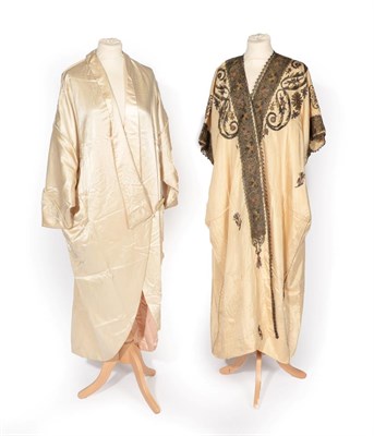 Lot 2119 - Early 20th Century Liberty & Co Cream Silk Robe, of kimono style with cream silk embroidered...
