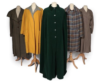 Lot 2149 - Five Circa 1950's Ladies' Coats, comprising a Jenners Edinburgh brown, green and purple check...