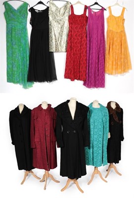 Lot 2158 - Group of Assorted Circa 1950's Ladies' Clothing, comprising a Lyndale black wool coat with...