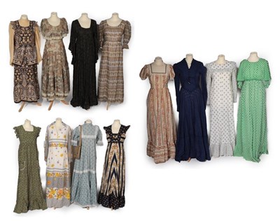 Lot 2162 - Circa 1970's Long Cotton Dresses, including an early Laura Ashley dress in pale blue floral...