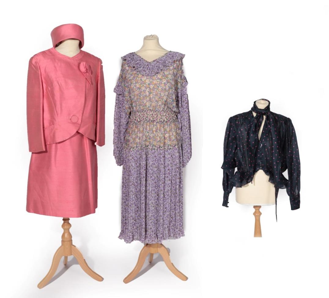 Lot 2166 - Circa 1960's Jean Patou Paris Rose Pink Silk Two Piece, comprising skirt and jacket with...