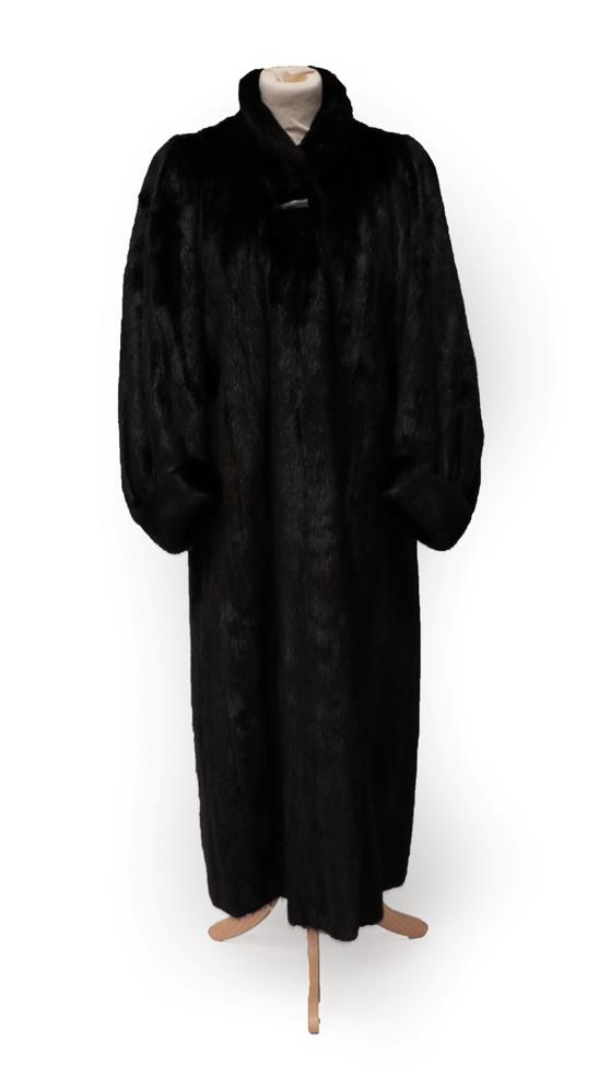 Lot 2185 - Full Length Dark Brown Mink Coat, with bellowed and cuffed sleeves