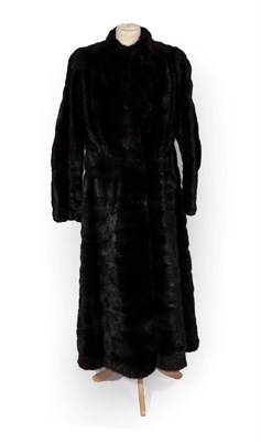 Lot 2198 - Stylish Dark Brown Full Length Fur Coat, with Nehru collar and long sleeves