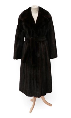 Lot 2215 - A Dark Mink Fur Coat, full length of swing style, with a similar belt (2)