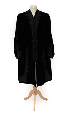 Lot 2225 - 19th Century Gentlemen's Black Velvet Jacket, with decorative braid appliqués and black silk...