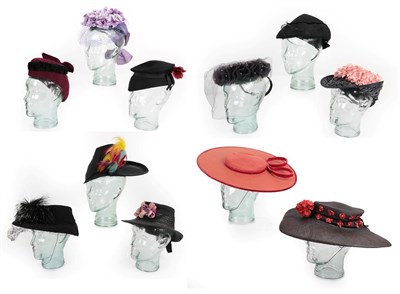 Lot 2252 - Approximately Thirty Five Circa 1940's Ladies' Hats, some with labels, floral corsages, in felt and