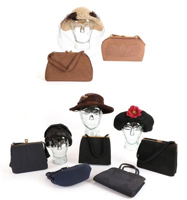 Lot 2255 - Circa 1940's Ladies' Costume Accessories, comprising seven Corde handbags in brown, black and...