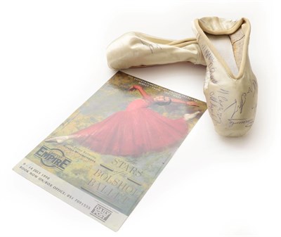 Lot 2261 - A Pair of Point Ballet Shoes Belonging to Natalia Bessmertnova (1941-2008), prima ballerina of...