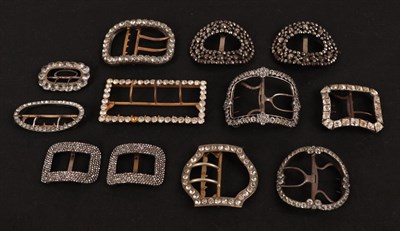 Lot 2266 - Assorted 19th & 20th Century Buckles, comprising two pairs of cut steel buckles; an oval paste...