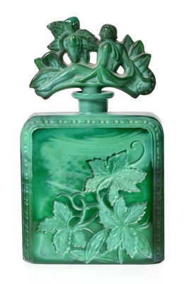 Lot 2278 - Art Deco Malachite Glass Scent Bottle and Stopper, from the Ingrid Collection, by Schlevogt,...