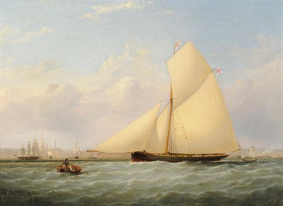 Lot 764 - Samuel Walters (1811-1882) Yacht "Edith" off Liverpool flying the white ensign Oil on canvas,...