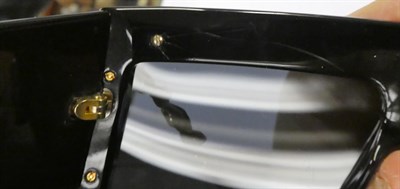 Lot 2307 - Chanel Black Visor Sunglasses, Circa 1990's, each side mounted with gilt metal interlocking...
