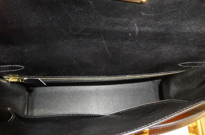 Lot 2322 - Hermès 'Kelly' Black Leather Handbag, 2008, with double strap closure of twist lock, with...