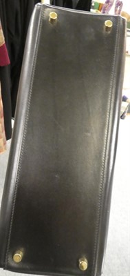 Lot 2322 - Hermès 'Kelly' Black Leather Handbag, 2008, with double strap closure of twist lock, with...