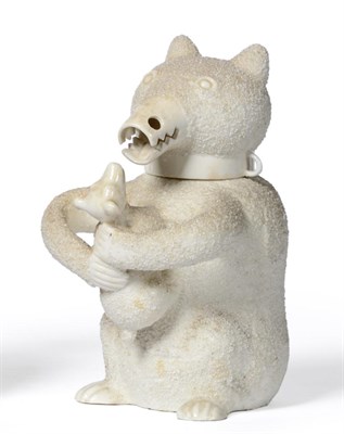 Lot 17 - A Staffordshire Bone China Bear Jug and Cover, after an 18th century salt glazed original, the...