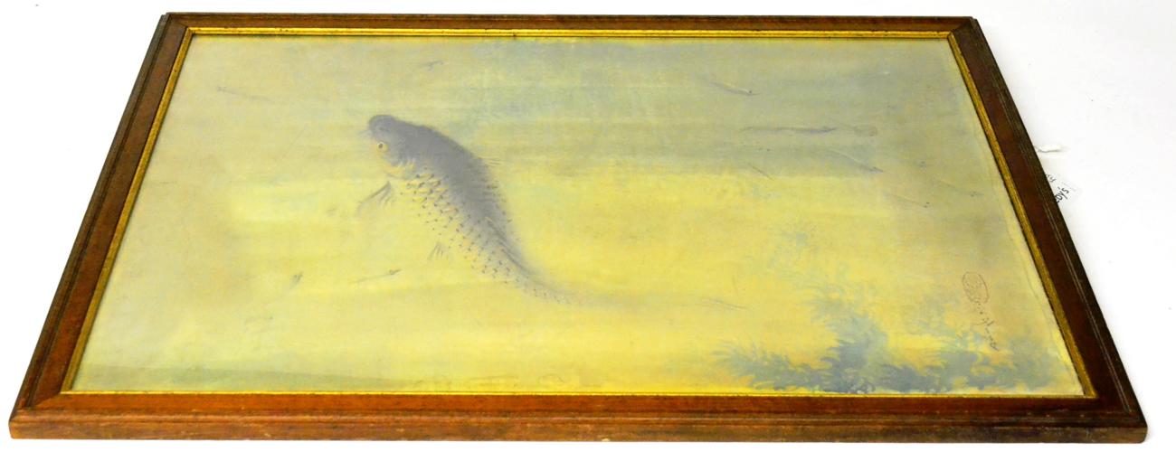 Lot 62 - Chinese School (19th century) Study of a carp amongst weed and smaller fishes Signed,...