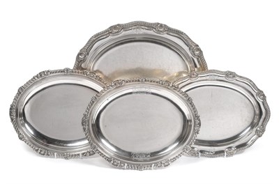 Lot 89 - Two Old Sheffield Plated Meat Plates, Matthew Boulton, oval with a gadrooned border broken with...