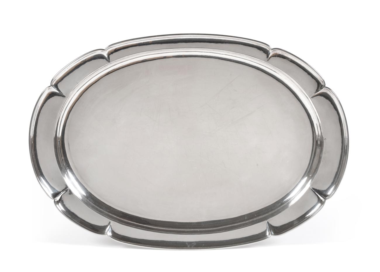 Lot 91 - An American Arts and Crafts Sterling Silver Platter, The Kalo Shop, Chicago 1929-1932, shaped...