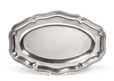 Lot 95 - A 19th Century French Silver Platter, .950 Minerva Head mark, shaped oval with a reeded border,...