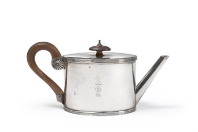 Lot 96 - A 19th Century French Silver Teapot, .950 standard mark 1819-1838, navette shaped with straight...