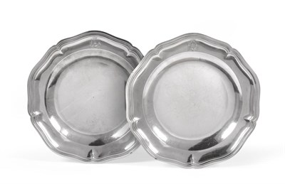 Lot 99 - Two 18th Century French Silver Plates, maker's mark ZYV, Paris 1783-1789, shaped circular, engraved