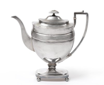 Lot 114 - A George III Silver Pedestal Coffee Pot, maker's mark miss-struck six times for Duncan Urquhart...
