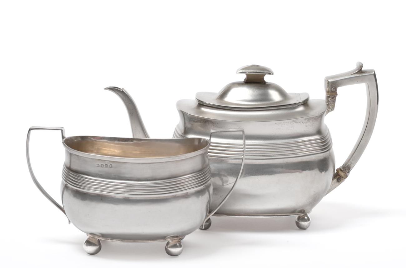 Lot 115 - A George III Silver Teapot, Alice & George Burrows II, London 1806, of rounded rectangular form...
