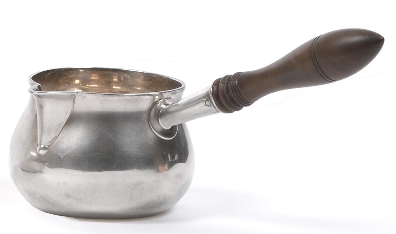 Lot 117 - A George III Silver Brandy Pan, Robert Sharp, London 1799, of baluster form with a spout and turned