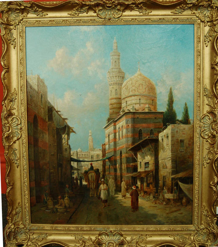 Lot 780 - August von Siegen (b.1850) German Eastern street scene with figures Signed, oil on canvas, 61cm...