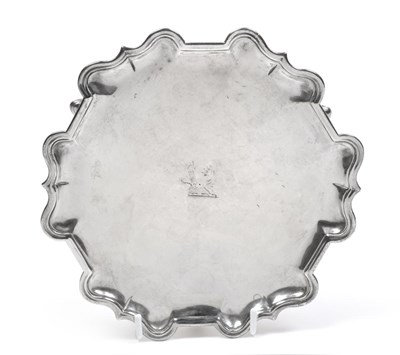 Lot 123 - A George III Scottish Provincial Silver Waiter, James Taylor, Glasgow circa 1775, shaped...