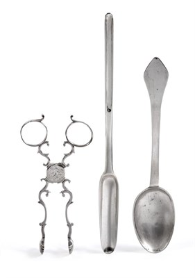Lot 136 - A Pair of George II Silver Sugar Nippers, maker's mark BM or RM, London circa 1750, with scroll...