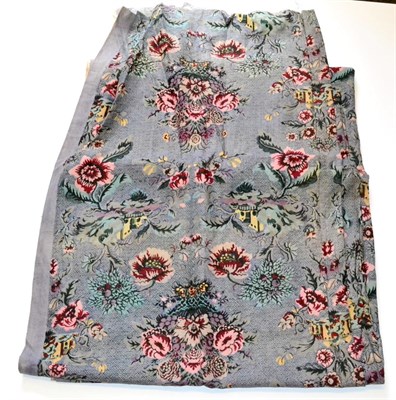 Lot 141 - A 19th Century Floral Printed Cotton Length of Fabric on a mauve ground, with pink and blue...