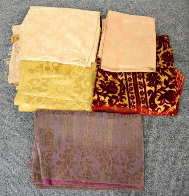Lot 152 - 19th Century and Later Silk Brocade Samples and Lengths including a cream silk brocade, 110cm...