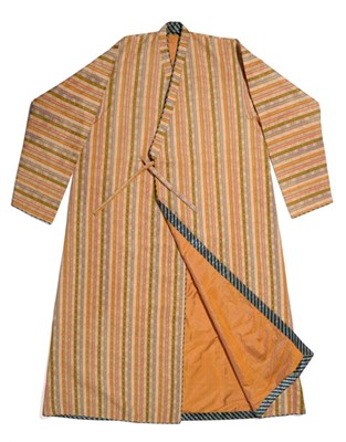 Lot 153 - A 19th Century Fine Uzbek Nobleman's Silk Summer Coat of striped silk brocade, with a blue...