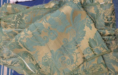 Lot 167 - A Large Quantity of 19th Century Green and Gold Fabric Lengths and remnants, 59cm wide, seven...