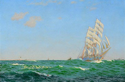 Lot 204 - Charles Pears (1873-1958) ''Clipper Passing Dungeness'' Signed, oil on canvas, 48.5cm by 75cm...