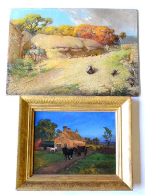 Lot 209 - Attributed to Russell Alexander (ex.1923-1935) Country landscape with cottages and horses...