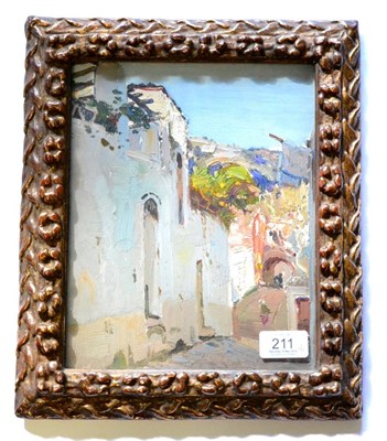 Lot 211 - Fred Milner (1860-1939) Street in Portalagre, South Portugal  Signed, signed and extensively...