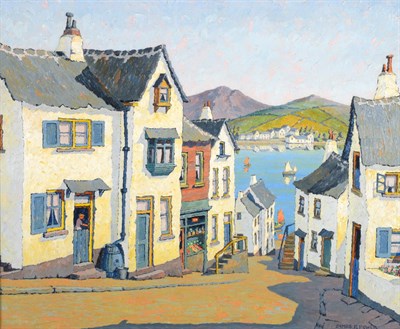 Lot 217 - James P Power (fl.1940s) ''Looe Village, Cornwall'' Signed, inscribed verso, oil on canvas, 44cm by
