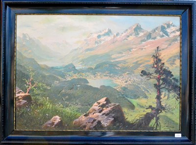 Lot 219 - J * Horinty (20th century) ''St. Moritz'' Signed, oil on canvas, 67.5cm by 98cm